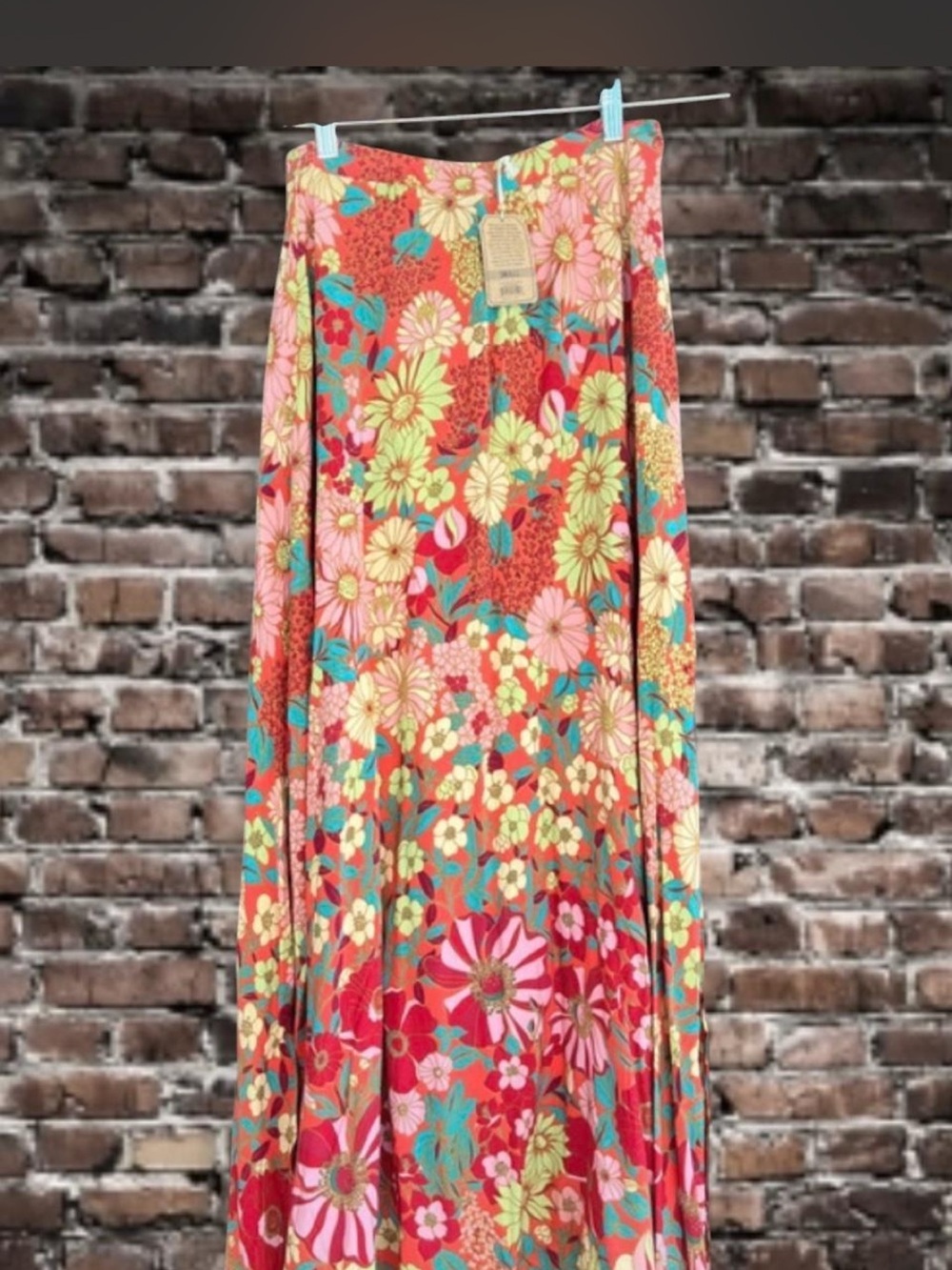 NATURAL LIFE Coral Floral Maxi Skirt with Turquoise & Yellow Accents